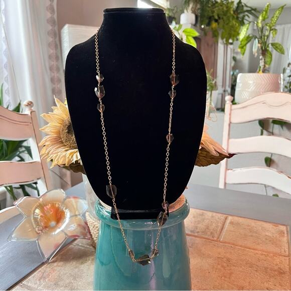 J. Crew Jewelry - J. Crew Gold Tone & Smokey Brown Beaded Necklace NEW